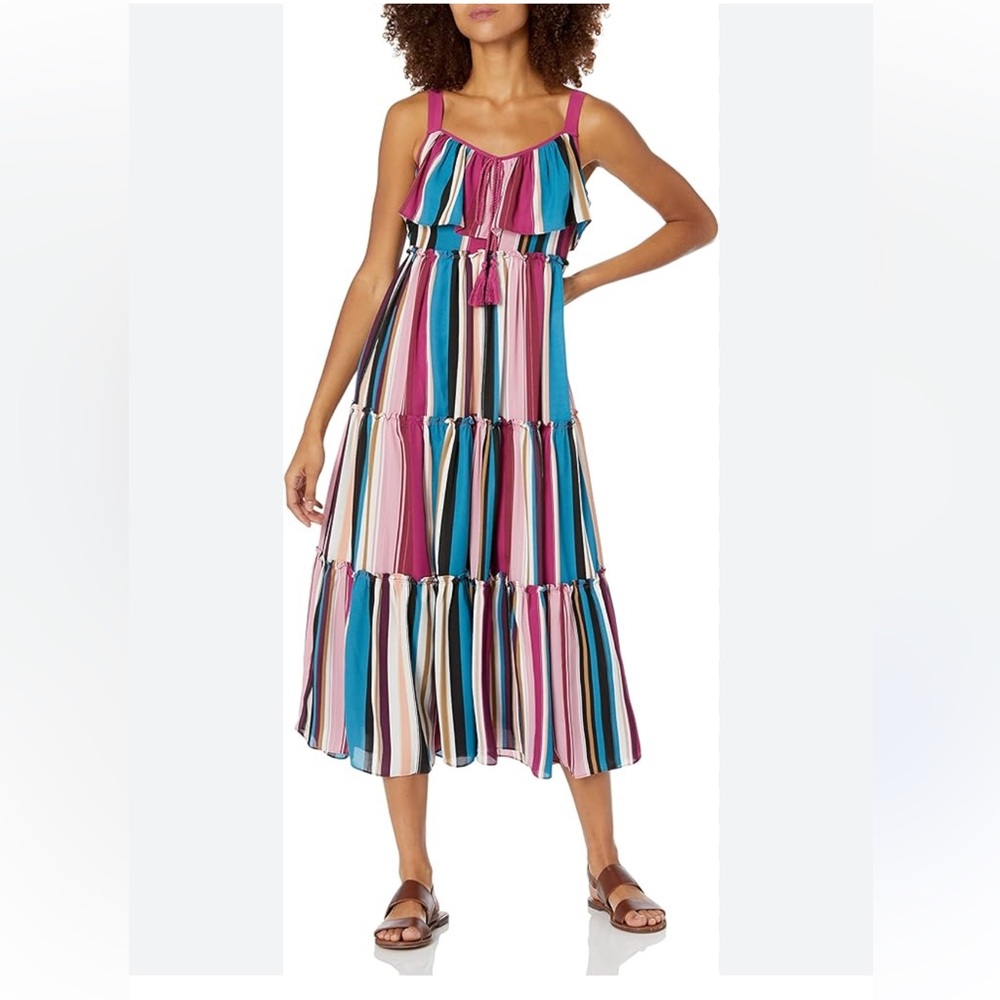 NWT Neiman Marcus English Factory ruffle dress with front tassle decor - Picture 1 of 14